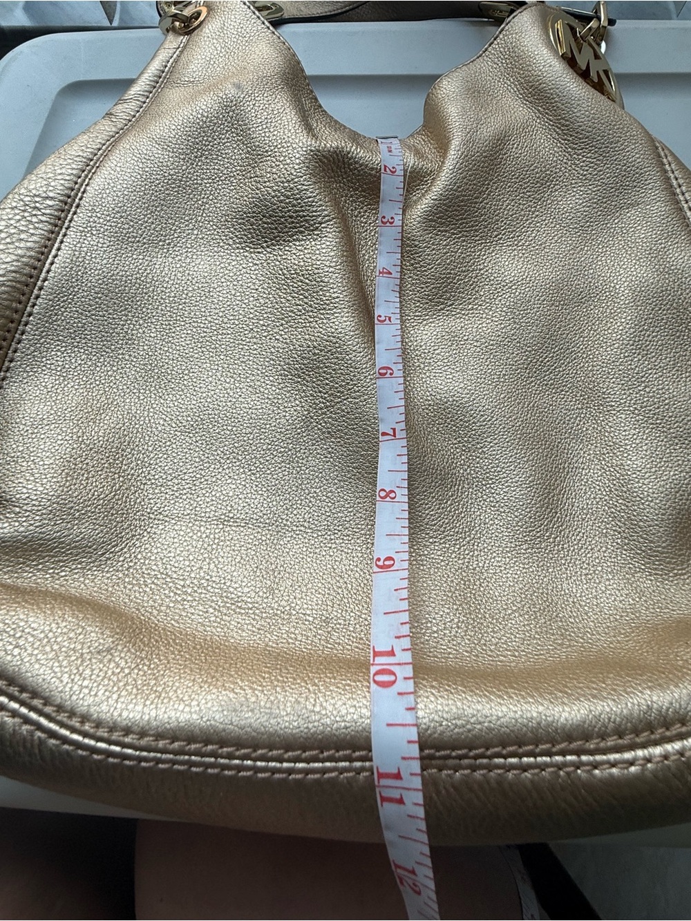 Michael Kors Metallic Gold Pebbled Leather Shoulder Hobo - Picture 12 of 12